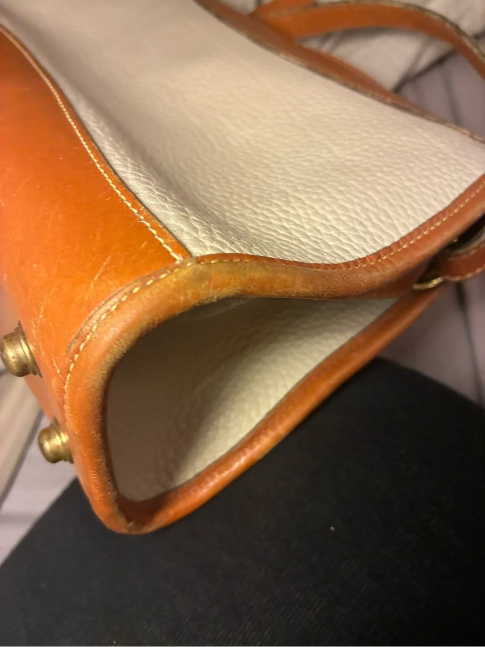 Dooney & Bourke Cream‎ Pebbled Leather Crossbody with Tan Trim